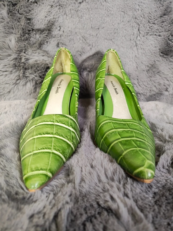 Amanda Smith Tacones Altos Verde Punta Retro V Sin Cordones Retro Vibraciones Zapatos de Bomba Foto 2 de 4