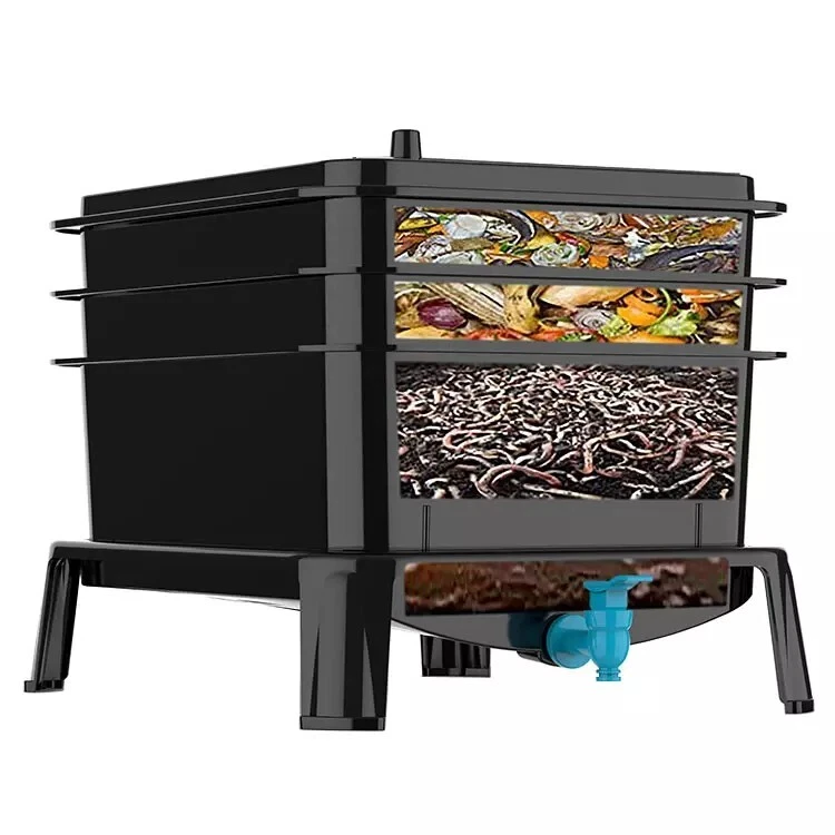 3 Fächer Schneckenbehälter. Schmutzfrei, einfach zu bedienen, Recycling Lebensmittel Taille. Indoor/Outdoor. 