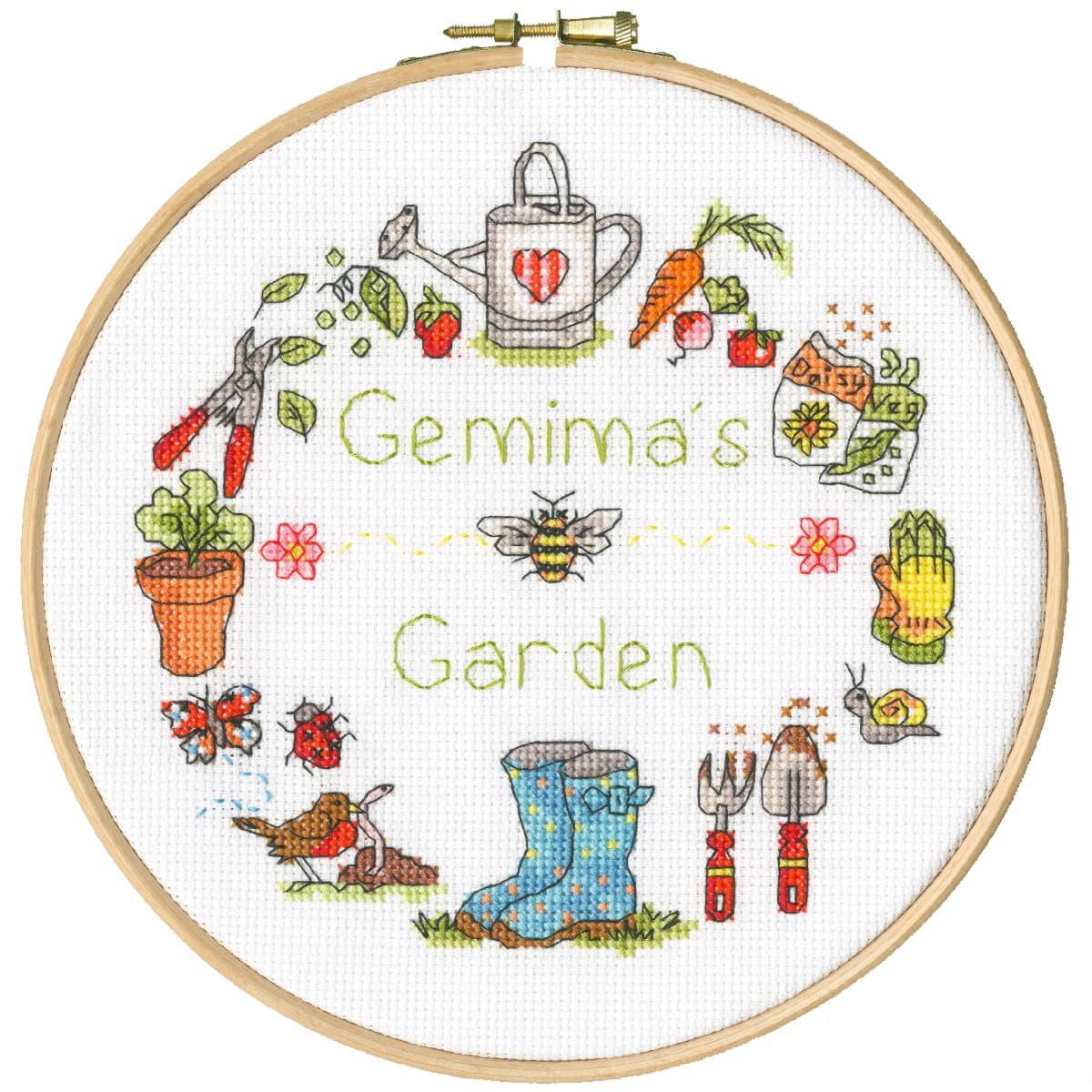 Bothy Threads counted cross stitch kit with wooden hoop ""My Garden"", XHS14, Diam