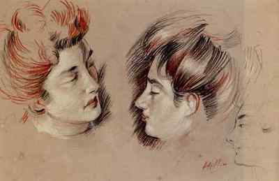 Blechschild Helleu Paul Cesar Head Studies A4 12x8 Aluminium