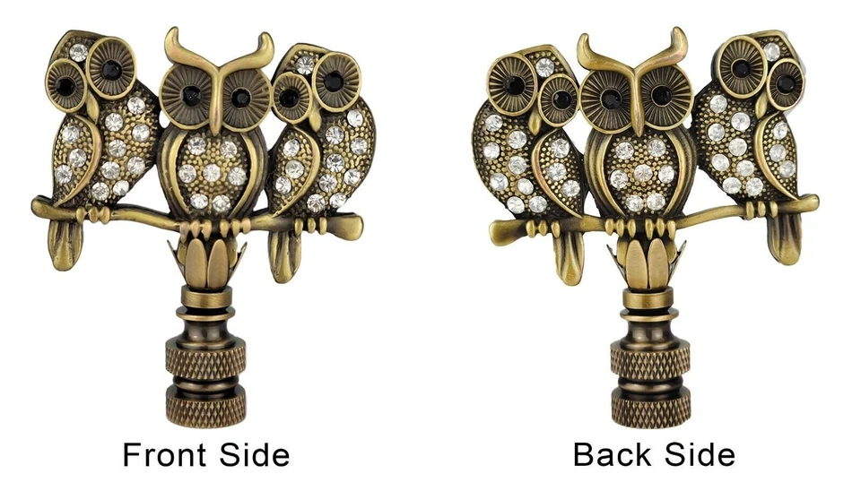 Royal Designs, Inc. Diamantes de imitación Búho Trío Acabado de doble cara para pantalla de lámpara Foto 2 de 4