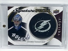 2015-16 UD TRILOGY SIGNATURE PUCKS Andrei Vasilevskiy AUTO  Tampa