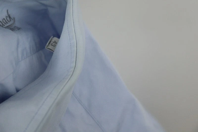 Camisa de vestir Van Laack azul real algodón cuello barril puño manga larga 43 17 Foto 4 de 4