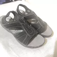Easy Spirit Highline Active Comfort Sandals Women's 9 Black suede ankle strap