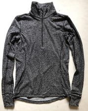 EUC Lululemon Women 1/4 Zip Pullover Sweatshirt Shirt Top Jacket Black Gray Sz 2