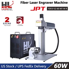 60W JPT MOPA M7 Fiber Laser Engrave Machine with 175x175mm 300x300mm Lens Rotary