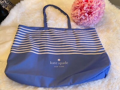 Kate Spade nylon light weight tote bag; blue striped; EUC
