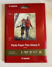 NEW Canon Inkjet Photo Paper Plus Glossy II PP-301 20 Sheets 5" x 7" High Gloss