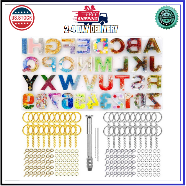 244Pcs Alphabet Silicone Resin Molds Kit for DIY Keychains & Resin Crafts