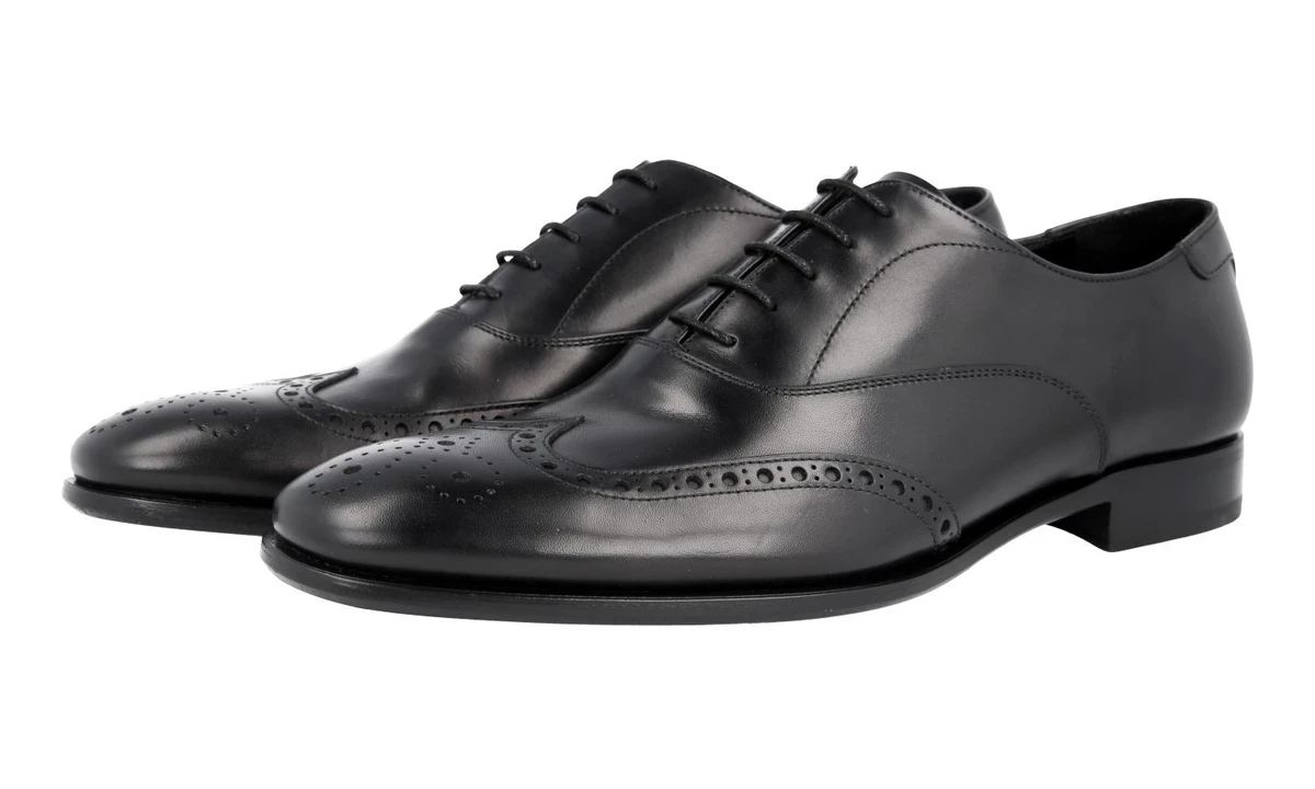 靴 PRADA SPORT wing tip leather shoes black PRADA Black Wingtip Dress Shoes for Men for sale | eBay