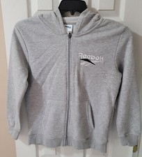 Reebok Heather Grey Zip Up Hoodie Size M 10/12 NEW Sweater Sweatshirt Gray NEW