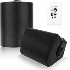 Herdio 5.25" Outdoor Speakers Wall Mount Bluetooth Amplifier Bass Stereo IPX4