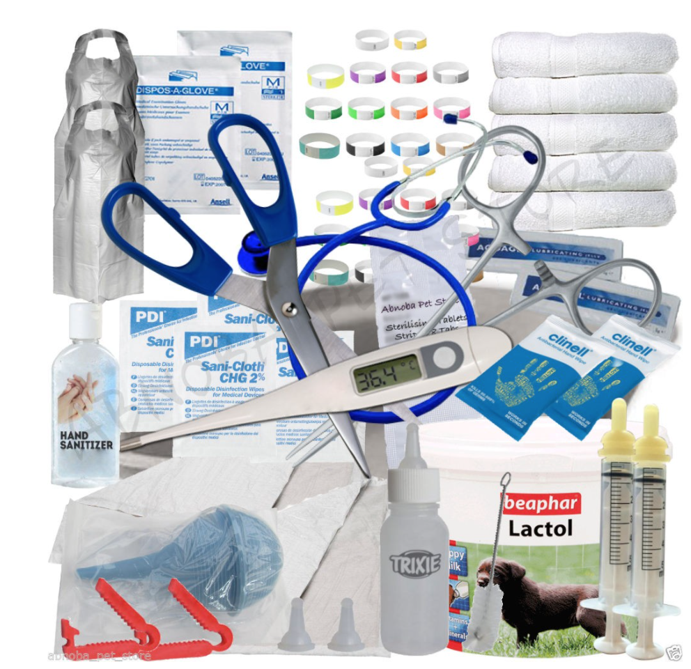 ESSENTIAL Puppy Whelping Kit Beaphar Lactol Milk Bottle Iodine ID Bands Nursers