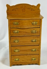 Vintage Reminiscence Golden Oak Dollhouse Dresser Chest of Drawers Miniature