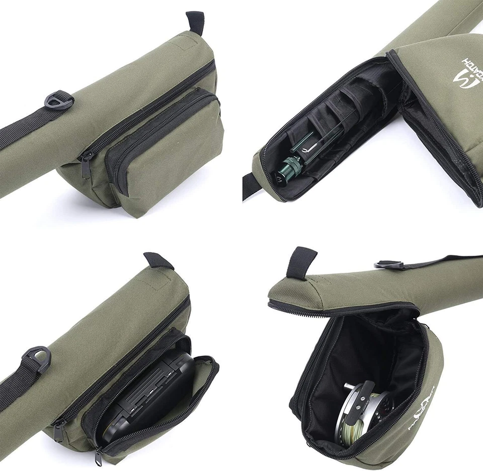 Estojo de vara de pesca com mosca com bolsa de molinete, bolsa de proteção completa, para 9 pés 2/4 peças - Imagem 2 de 4