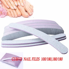 100,180 Grit Curved Double Side Emery Board Nail File Set For Home Use