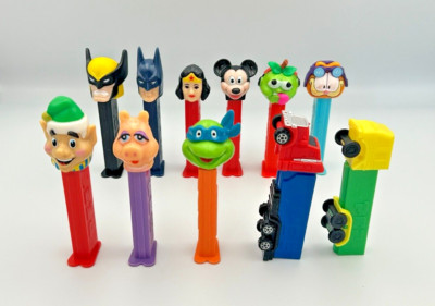 Vintage Pez Dispenser Batman, Wolverine, Mickey Mouse, TMNT Leonardo Lot of 11
