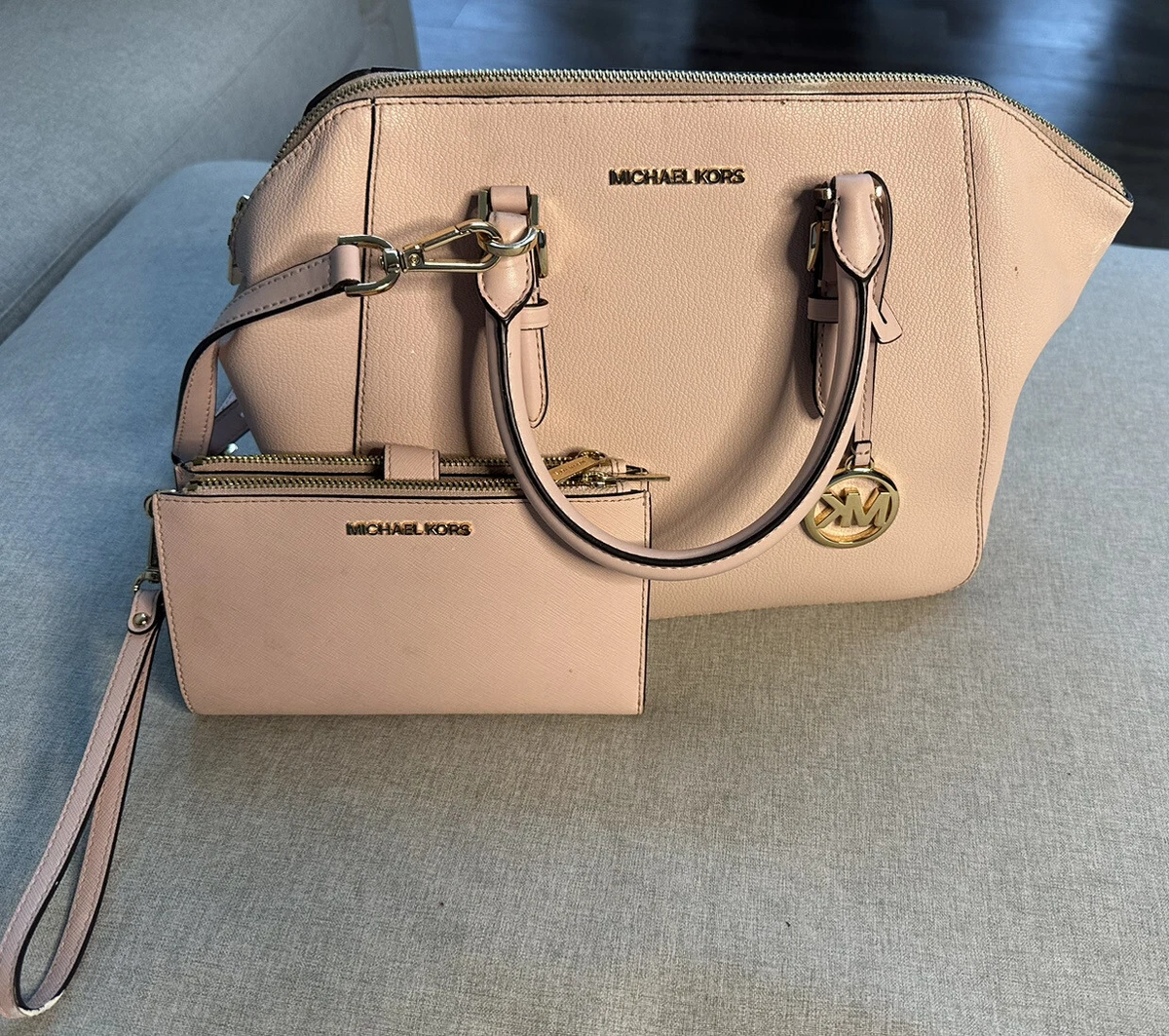 Michael Kors Ciara Large Top Zip Tote Saffiano Leather Pastel Pink