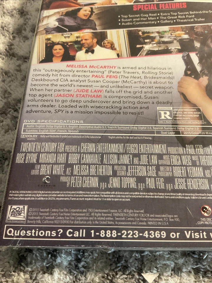 SPY- DVD Movie Melissa Mccarthy, Jason Statham, Rose Byrne (Brand New) Foto 4 de 4