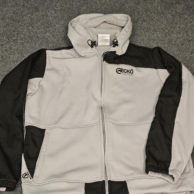Ecko Function Y2K Men s Large Full Zip Hoodie Jacket Gray Black Fleece Lined 