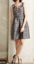 Anthropologie Moulinette Soeurs Chelly Fit & Flare Embroidered Dress Sz 16