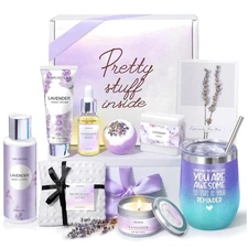 Lavender Infused Spa Gift Set with  Wine Tumbler - Perfect for Relaxation
