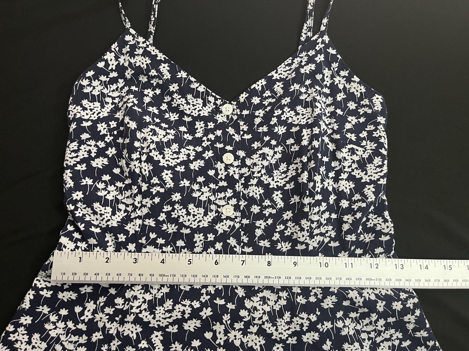 GAP Button Front Adjustable Strap Blue Floral Cas… - image 7
