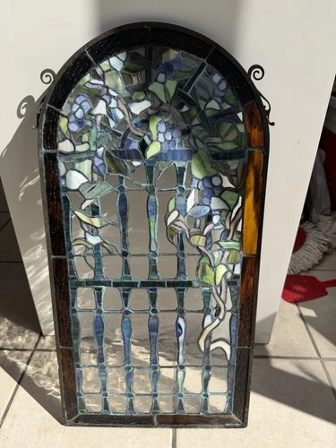 Vintage Tiffany Style Stained Glass Panel