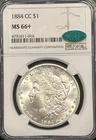 1884-CC MORGAN DOLLAR NGC MS66+ CAC