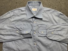 Brioni Dress Shirt Mens 15.5 Blue Stripe Long Sleeve Made Italy Point Collar