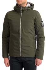 Plein Sport Men's Logo Print Zip Up Multi-Color Reversible Hooded Parka Jacket