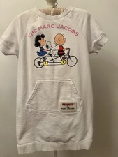 100% Authentic Marc Jacob Kid T-shirt Dress Size 12 Yrs White Pre Owned
