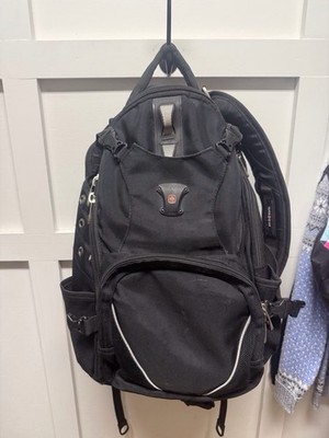SwissGear Airflow Black Backpack Padded Straps Multi Zip Pockets Zip/Buckle
