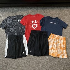 Huge 6-piece Under Armour Lot Youth Boys Size Medium Shorts T-Shirt GUC Athletic