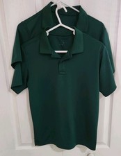 2 Nautica Boys Uniform Polo Shirts Green Dry Fit L/G 14-16 Husky Lot