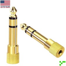 2x 1/4" 6.35mm Male to 1/8" 3.5mm Female Gold Plated Stereo Audio Jack Adapter