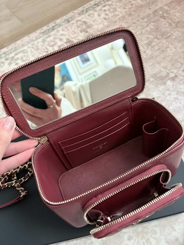 Chanel Business Top Handle Vanity Case Pocket with Chain Quilted