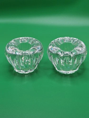 Vintage Waterford Crystal 2” Carina Tapered Candle Holders Pair Signed