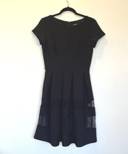 TAYLOR Fit & Flare Little Black Dress | Women's 6 | Ribbed Pleated Mesh Mini Y2K
