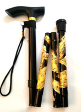 Unique Music Lover's walking stick decoupage collage art foldable metal cane .