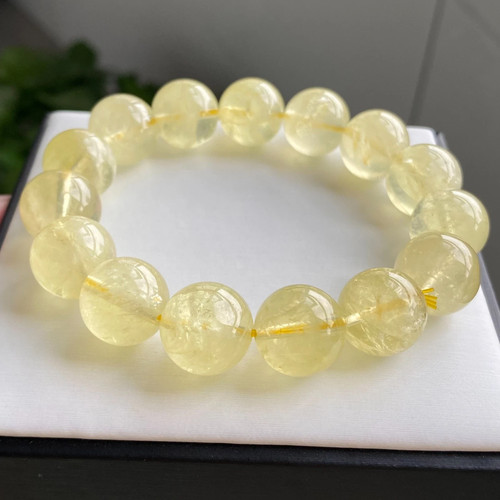 14.7mm Natural Yellow Citrine Quartz Crystal Beads Bracelet 1852 - Picture 7 of 7