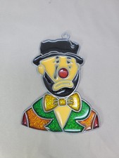4  Sad Face Clown With Red Nose Stain Glass Sun catcher Decoration