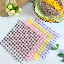 100PCS Colorful Grid Oil-absorbing Paper for Baking Cookies Macarons Pizza Pastr