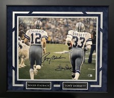 Roger Staubach/Tony Dorsett Autographed Signed Custom Framed 16x20 Photo - BAS