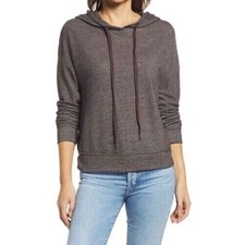 Everleigh Women's Hooded Drawstring Sweatshirt In Chocolate XL MSRP 49