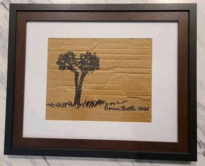 Florida Palm Clearing Original Sketch 8''x10''On Cardboard Framed & Wall Ready