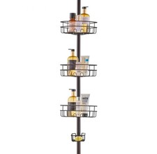 VEVOR Shower Caddy Corner Tension Pole Black 4 Tier Bath Organizer Rack