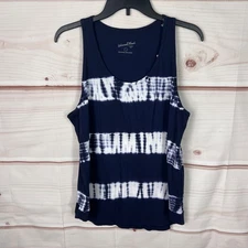 Universal Thread Top Women L Blue Tie Dye Tank Scoop Neck Sleeveless Cotton Knit