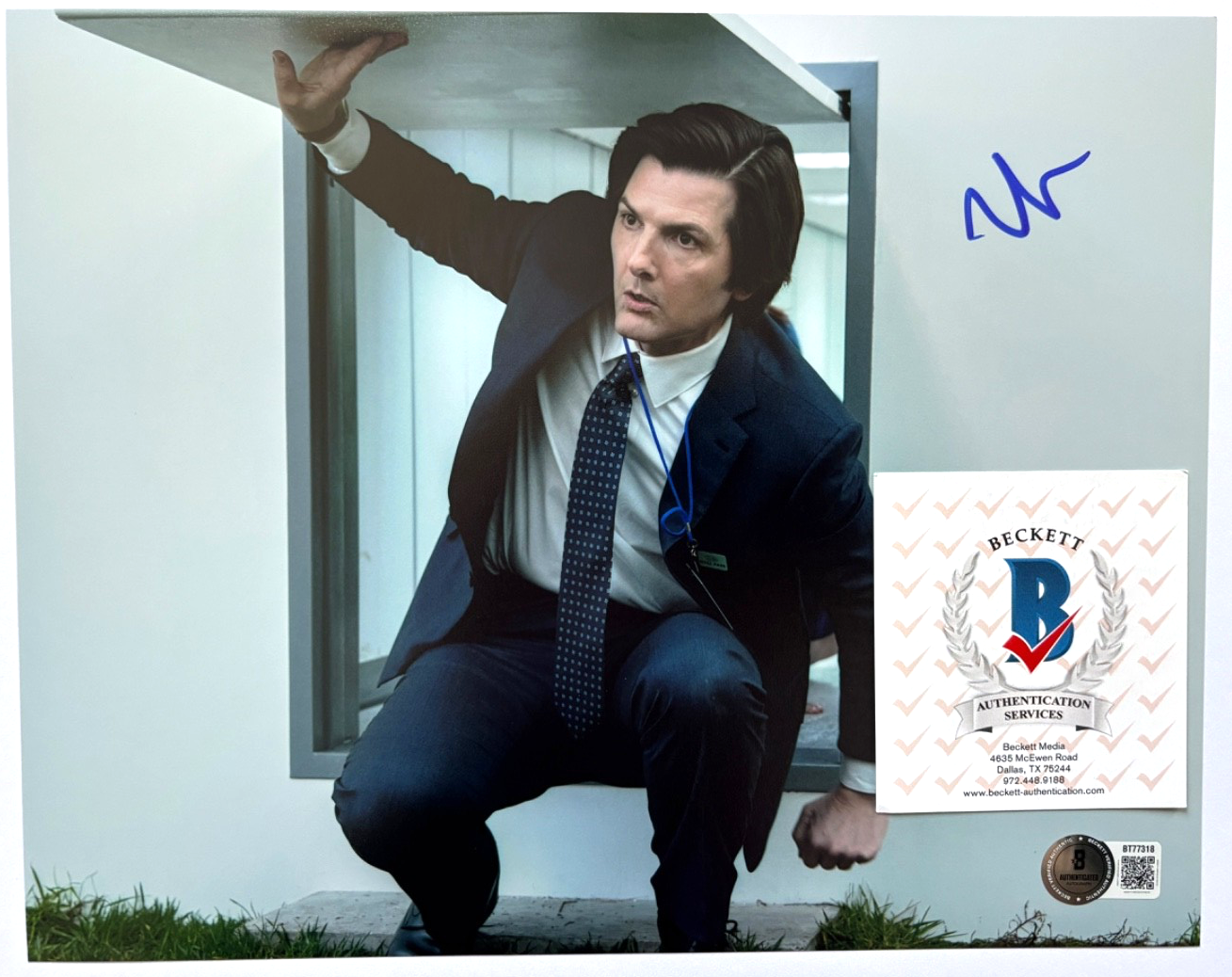 ADAM SCOTT SIGNED SEVERANCE 8X10 PHOTO MARK SCOUT PARKS REC ACTOR APPLE TV BAS F 