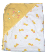 Carters Yellow White Fleece Duck Green Stars Baby Blanket Security Lovey